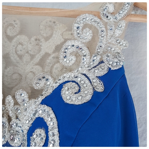 Vintage Royal Blue Embelled Gown by LARA - Picture 2 of 8